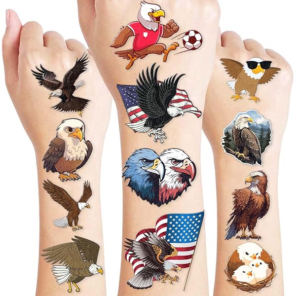 Traditional Eagle With American Flag Tattoo