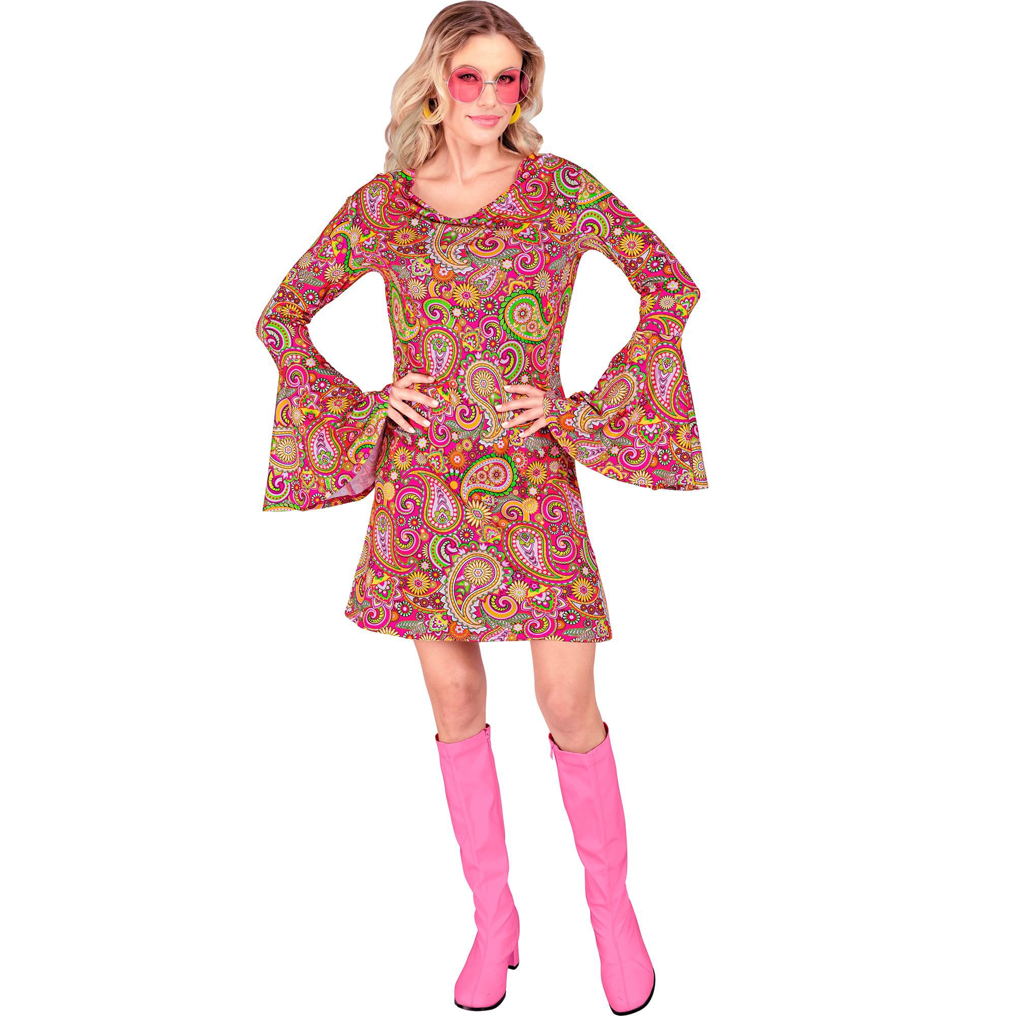 Widmann W MILANO Party Fashion - Costume 60s Dress, Hippie, Reggae, Flower Power, Disco Fever, Schlagermove