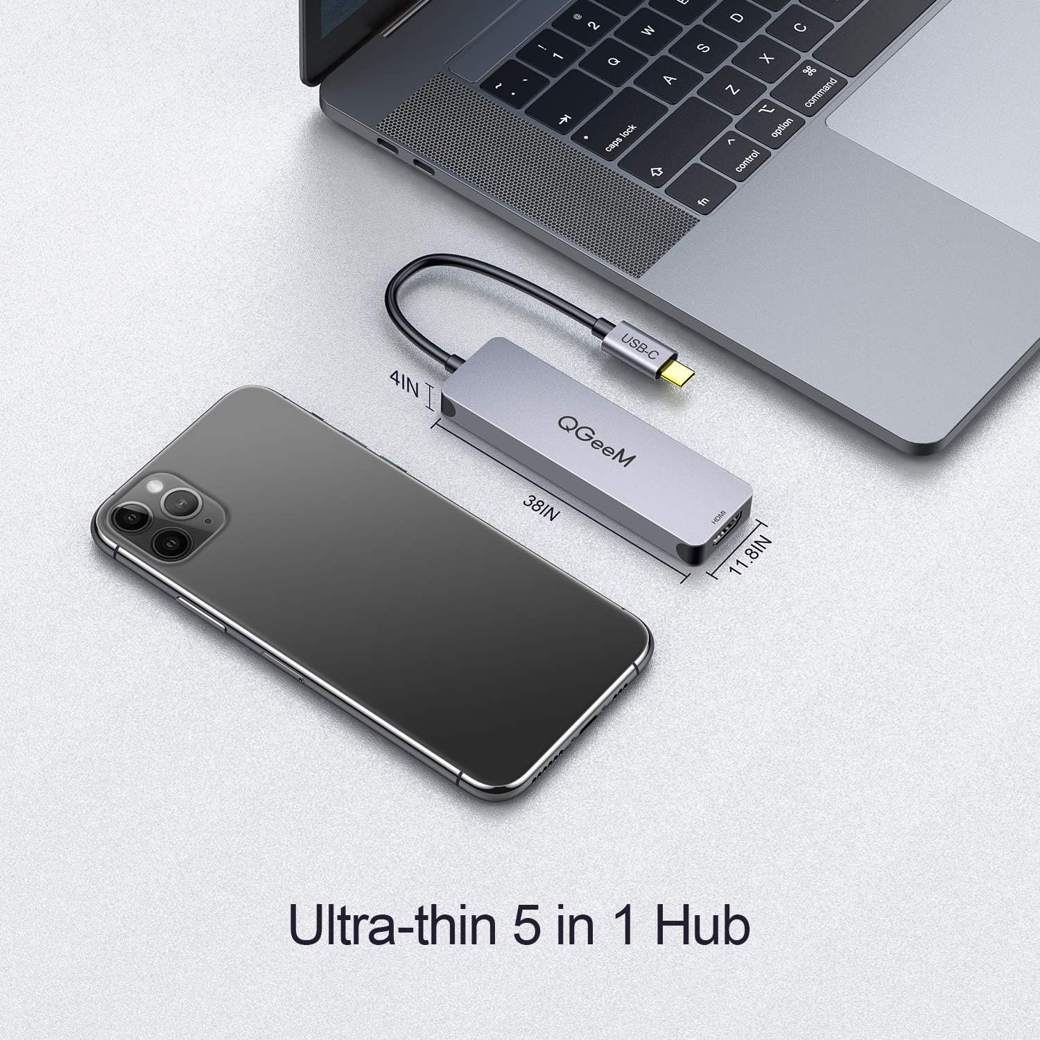QGeeM USB C Hub, 5 in 1 USB C to HDMI Adapter, with 4K HDMI Output, USB 3.0, SD/TF Card Reader Compatible with MacBook Pro, iPad Pro, XPS, Surface Pro/Go More Type C (Thunderbolt 3) Devices: Computers & Accessories