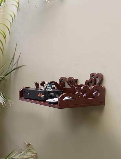Onlineshoppee Set Top Box Wall Shelf (Brown)