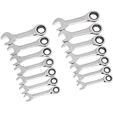 GEARWRENCH 14 Pc 72T Stubby Ratcheting SAE/mm Combination Wrench Set|85206