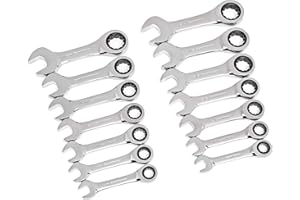 GEARWRENCH 14 Pc. 12 Point Stubby Ratcheting SAE/Metric Combination Wrench Set - 85206