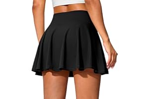 SANTINY 14" Tennis Skirt Golf Skorts with Pockets Tummy Control Shorts Pleated Skirts for Women Athletic Dressy Casual