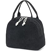 Bluboon Lunch Bag for Women Men Cute Corduroy Lunch Tote Bags Reusable Insulated Lunch Box Large Capacity Reusable Insulated Cooler for Work Picnic or Travel