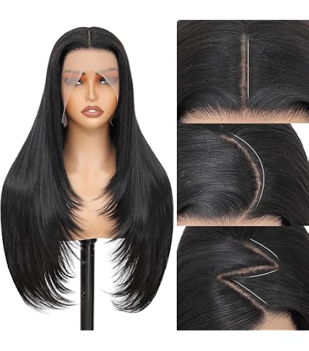 Amazon.com : Synthetic Lace Front Wigs Pre Plucked 13x4 HD  display picture 3