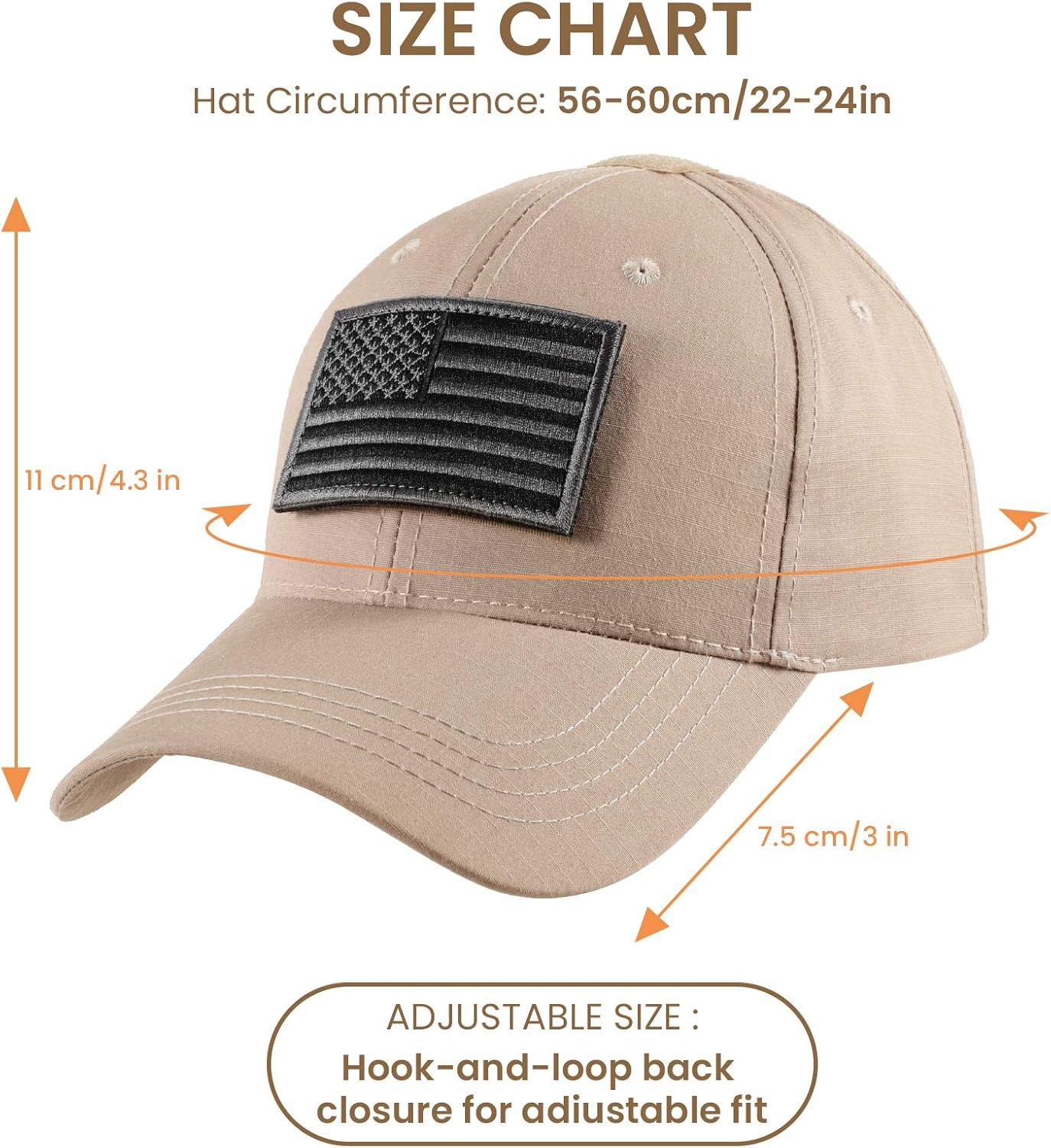 FRTKK Military Patch Hat, Operator Cap, Tactical Army Hats for Men (Khaki): Clothing