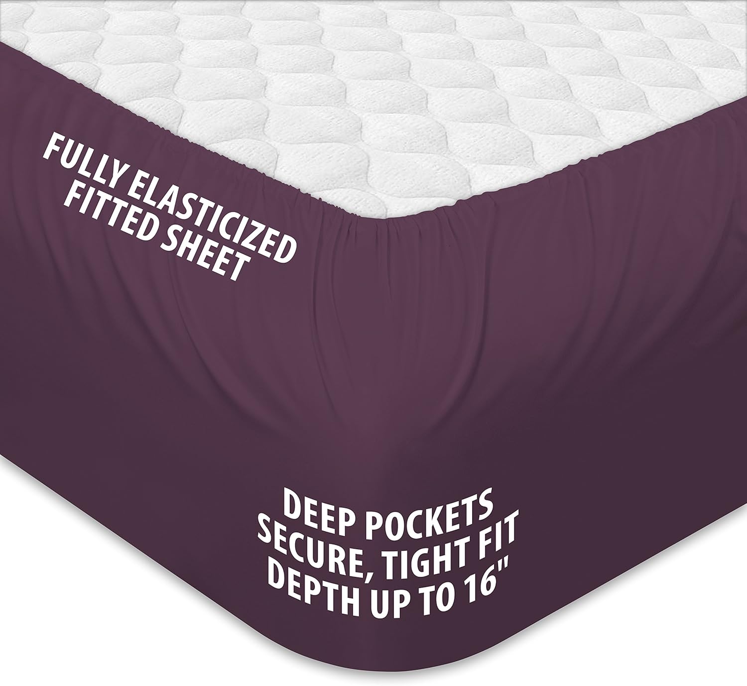 Hotel Luxury Bed Sheets Set- 1800 Series Platinum Collection-Deep Pocket, Wrinkle & Fade Resistant(Queen,Eggplant): Home & Kitchen