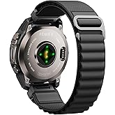 Alpine Loop Nylon Watch Band Compatible with Garmin Fenix 5X/6X/7X/8 51mm, Quickfit 26mm Rugged Watch Bands for Garmin Fenix 8 Pro 51mm/7X Pro/6X Pro/5X Plus, for Fenix 3, Tactix Delta(Black)