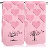 Xkdamai 2 Pcs Red Valentines Day Hand Towels 100% Cotton Valentine's Day Bathroom Decorative Towels Holiday Bath Decor Kitchen Dish Towels for Valentines Bathroom Decor Gift 13.7 x 29.5 Inch (Tree)