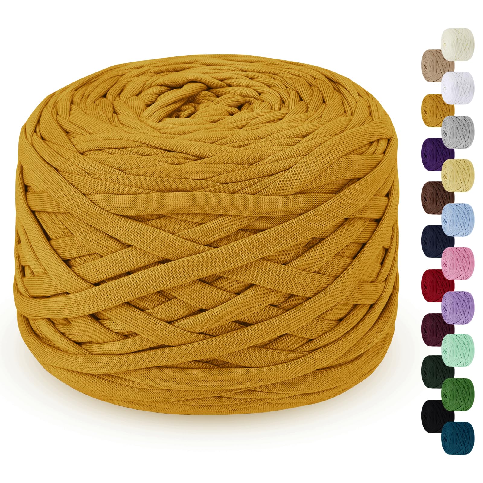 LEREATI 285g T-Shirt Yarn for Crocheting 100m Elastic Ribbon Thick Fabric, Knitting for Crochet Bag, Blanket, Basket, DIY Projects, Home Decor (Ginger)