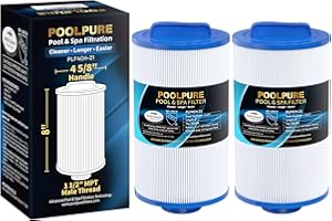 POOLPURE 4CH-21 Spa Filter Replaces PDM25P4, PTL18P4, PA13, PA17, Filbur FC-0121, 20245-238, PVT-25N, Baleen AK-9003, SD-00845, 18 sq.ft Screw in Male Fine(1 1/2" MPT) Thread Filter 2 Pack