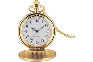 I-MART Smooth Vintage Pocket Watch with Chain (Gold)
