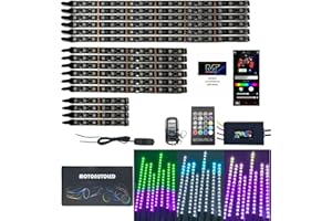 MOTOAUTOLED 16PCS Motorcycle LED Underglow Kit with Brake Turn Signal RGBW Chase Flow Chasing Strips Waterproof Multicolor Accent Light with APP Remote Control Accessories for ATV Harley Davidson Honda Kawasaki