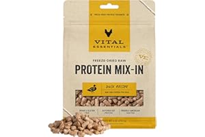 Vital Essentials Freeze Dried Raw Protein Mix-in Dog Food Topper, Duck Mini Nibs Topper for Dogs, 6 oz