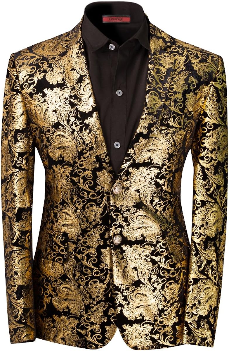 Men's Dress Floral Suit Notched Lapel Slim Fit Stylish Blazer Dress Suit at  Men’s Clothing store