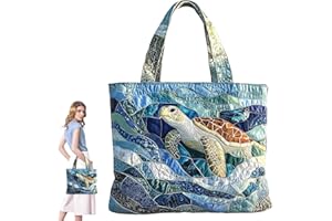 Vintage Quilted Tote Bag Women Lightweight Travel Bag Purse Cotton Shoulder Tote Bag For Shopping Grocery & Beach Bag
