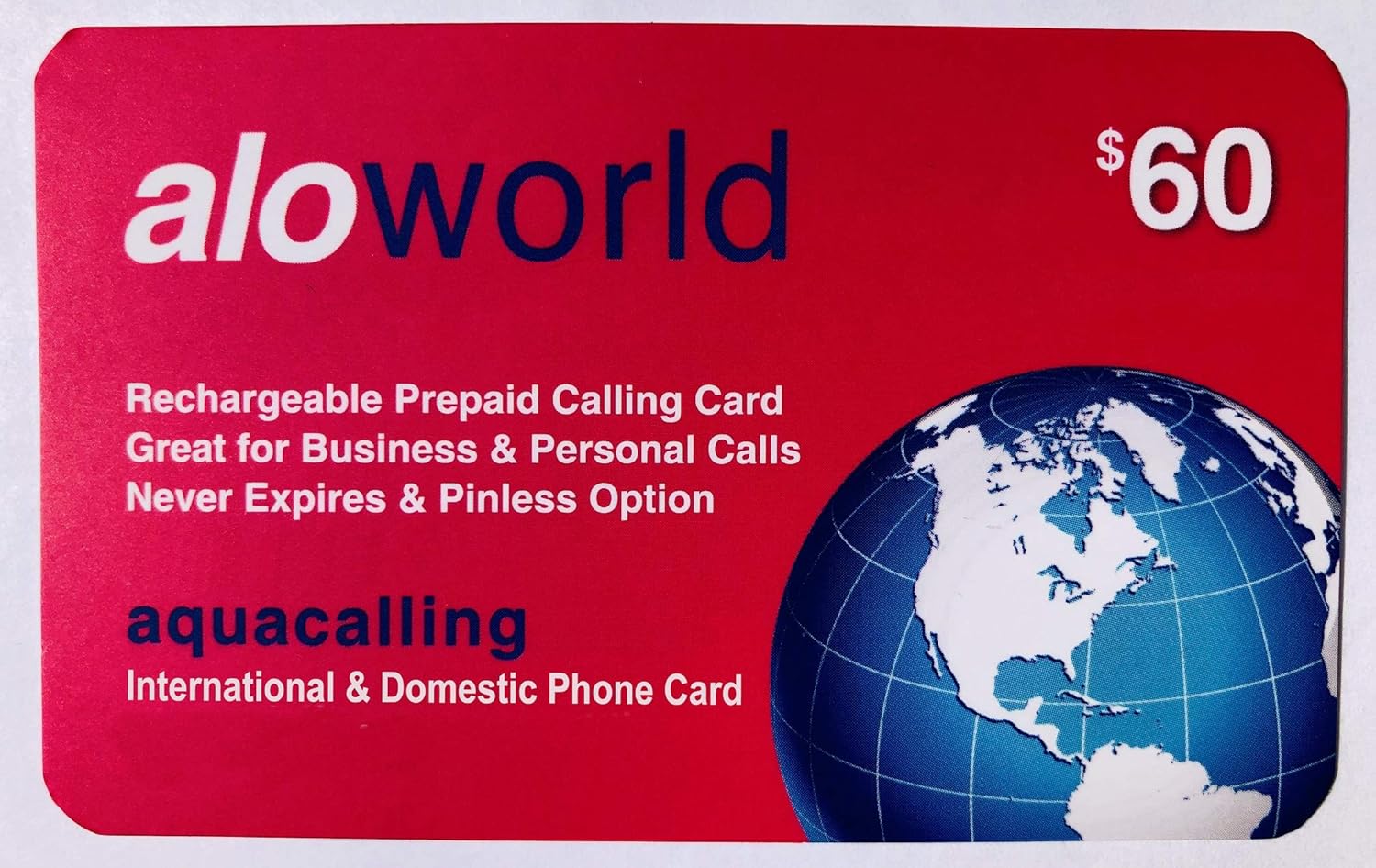 60 Prepaid Phone Card for Domestic & International Calls Calling Card Does not expire by