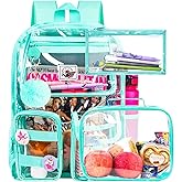 CCJPX 3Pcs Clear Backpack for Girls, School Transparent Bookbag, Heavy Duty See Through Backpacks for Teens Elementary