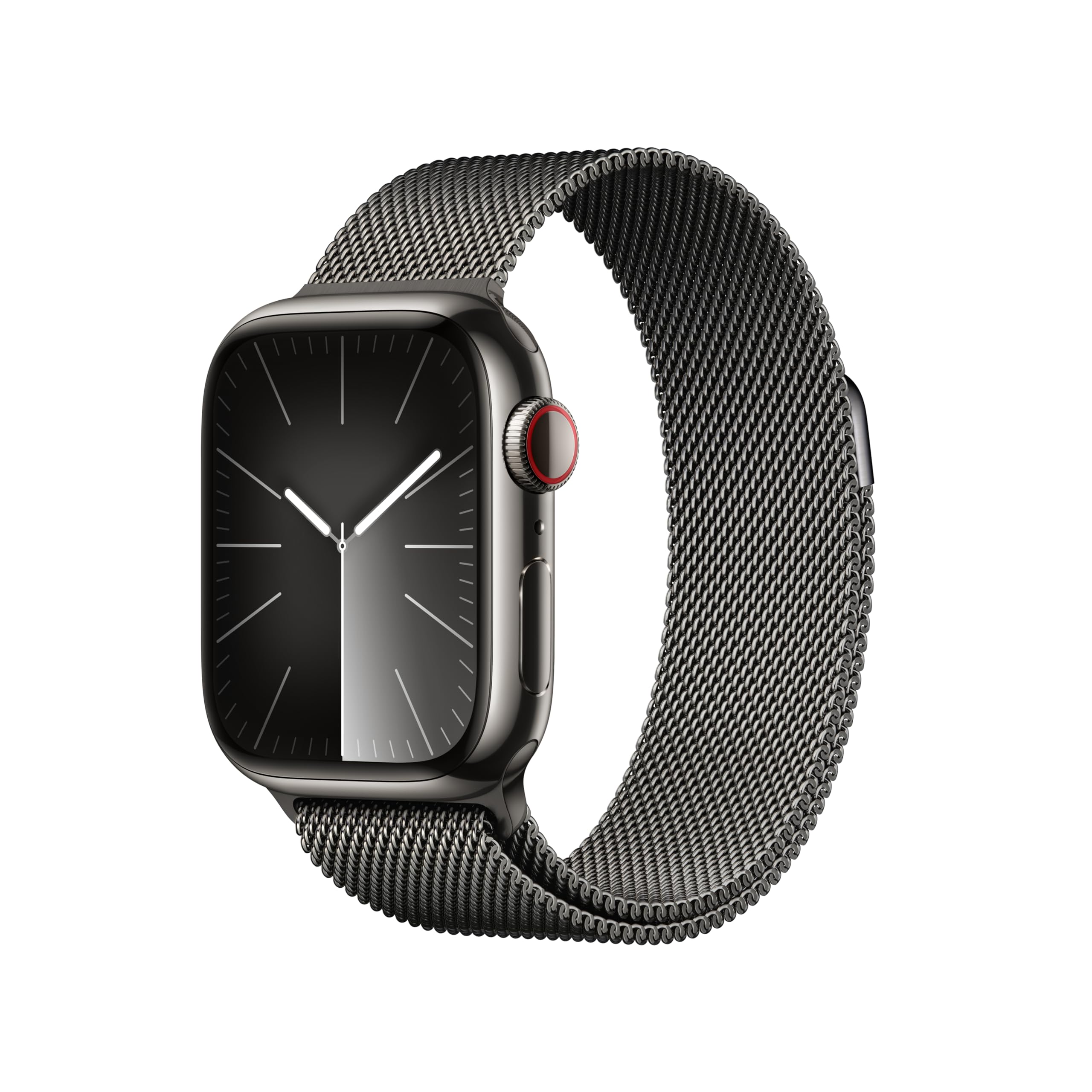 Apple Watch Series 9 [GPS + Cellular 41mm] Smartwatch with Graphite Stainless Steel Case with Graphite Milanese Loop. Fitness Tracker, ECG Apps, Always-On Retina Display Image