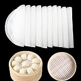 10Pcs 10 inch Silicone Steamer Liners, Non-stick Bamboo Steamer Liner Mesh Mat, Reusable Round Silicone Liners Pad for Home Kitchen Cooking Dim Sum dumpling