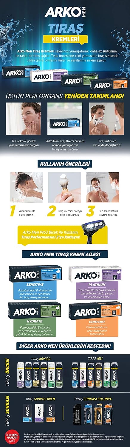Arko Cool Menthol Shaving Cream, Blue, 100 gram, 100 g (Pack of 1) - Image 5