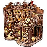 Spilay DIY Book Nook Kits for Adults,Dreamy Book Hall Book Nook Kit with LED Light,3D Wooden Puzzle DIY Miniature Dollhouse K