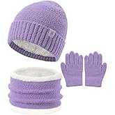 Kids Hat and Gloves Set Girl Boys, Toddler Beanie Winter Hat Neck Warmer Gaiter Gloves Mittens Fleece Lined for 6-8 4t 5t 4-8