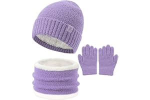 DS DADOU&XIAOSHAN Kids Hat and Gloves Set Girl Boys, Toddler Beanie Winter Hat Neck Warmer Gaiter Gloves Mittens Fleece Lined for 6-8 4t 5t 4-8