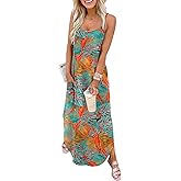 WIHOLL Women's Maxi Dresses for Women Casual Long Summer Sun Dresses 2026 Spaghetti Strap Hawaiian Vacation Outfits for Women