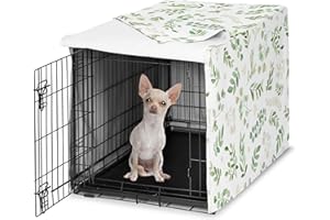 Sweet Jojo Designs 24in. Small Dog Crate Cover (Green Boho Floral Leaf) Pet Cage, Kennel Covers (Bohemian, Watercolor, Botanical, Flower, Woodland, Tropical, Garden, Nature, Neutral, Sage and White)