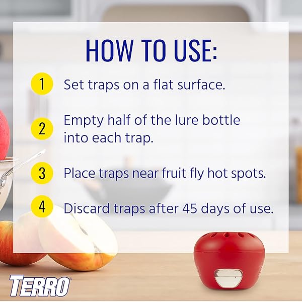 TERRO T2502 READY-TO-USE INDOOR FRUIT FLY TRAP WITH BUILT IN WINDOW – 2 TRAPS + 90 DAY LURE SUPPLY
