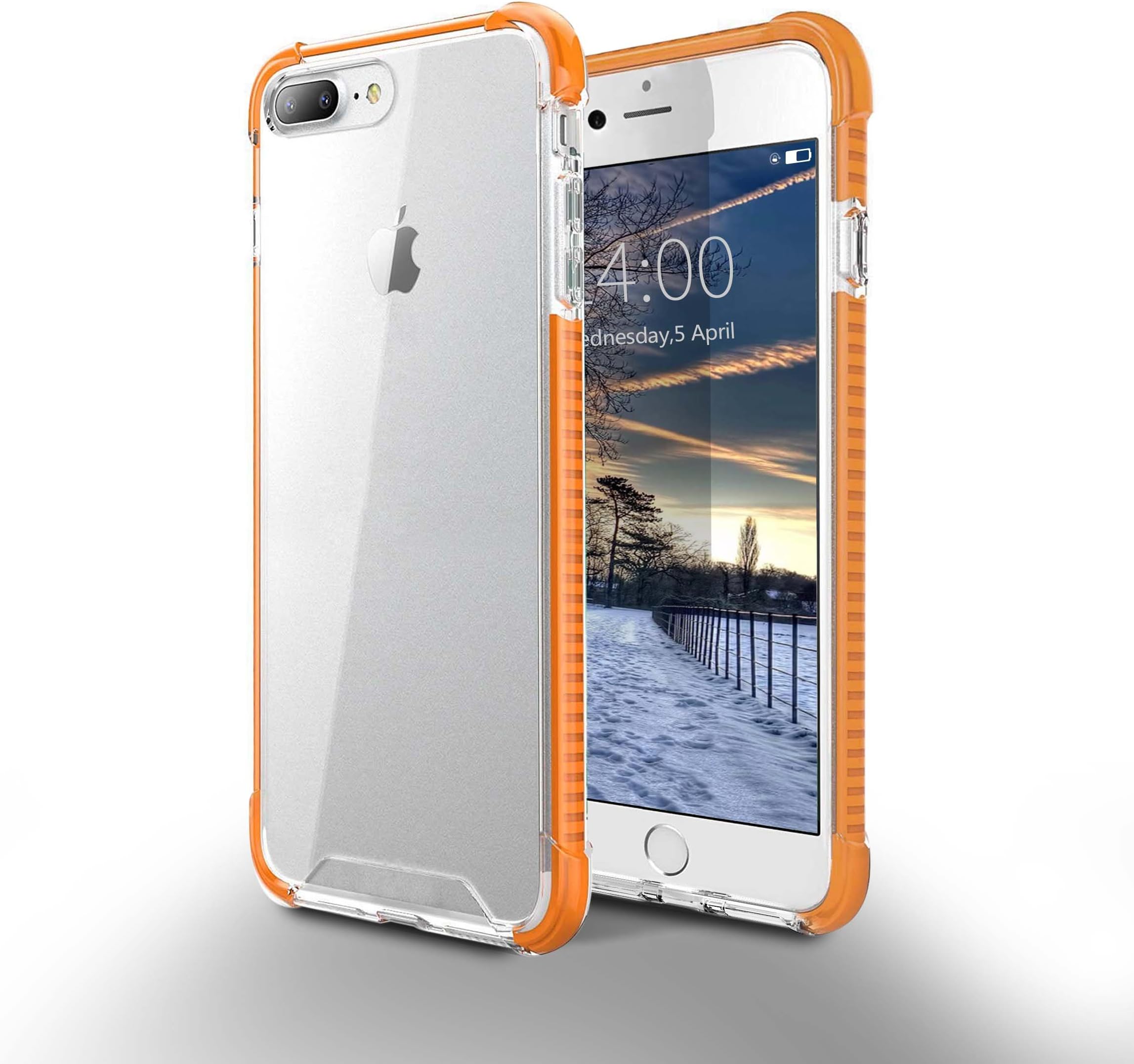 iPhone 8 Plus Clear Case,Slim Fit Shock Proof Scratch Resistant Cases Protective Transparent Back Cover for Apple iPhone 7 Plus/iPhone 8 Plus Orange