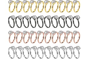 40 pcs Fake Wedding Rings, VEINARDYL Adjustable Bridal Shower Diamond Ring, Engagement Rings Plastic Ring for Wedding Engagem