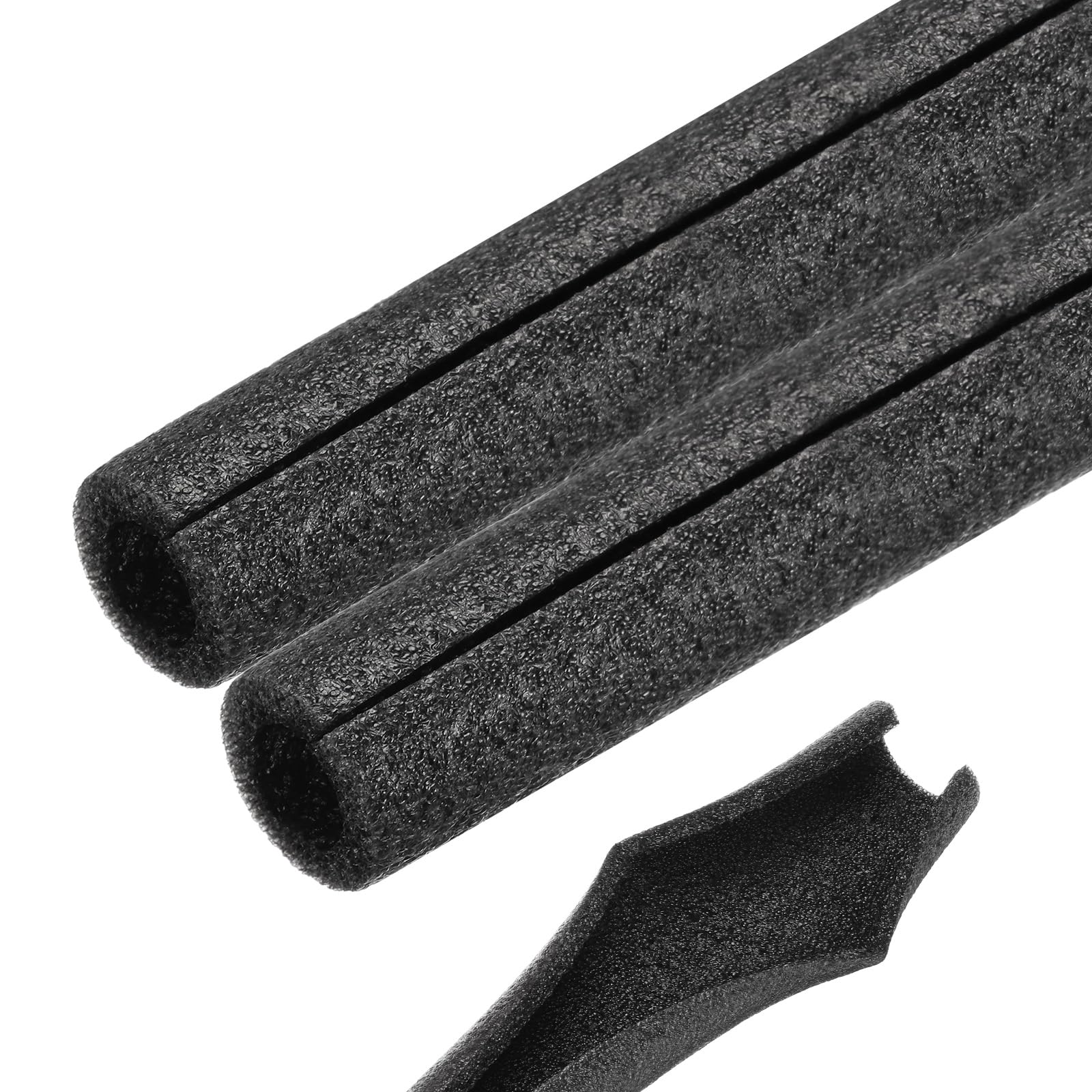 Rebower 2pcs Pipe Insulation Foam Tube 15x25mm 3ft Heat Preservation Foam Pipes [for Copper Water Pipe Freeze Protection] - Black