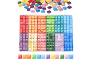 FUCEURY 432 pcs Glass Mosaic Tiles, 12 Colors 10mm Mosaic Glass Pieces with Storage Box, Transparent Mosaic Tiles for Crafts Bulk, Mosaic Supplies for Home Decoration, Art Crafts