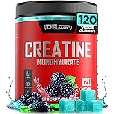 Dralot 99.99% Creatine Monohydrate Gummies More 15% Strength, 5X Energy & Muscle Support Pre-Workout Complex Creatine for Women & Men with 5000mg Creatine, L-Taurine, B12, Mg and K, Vegan