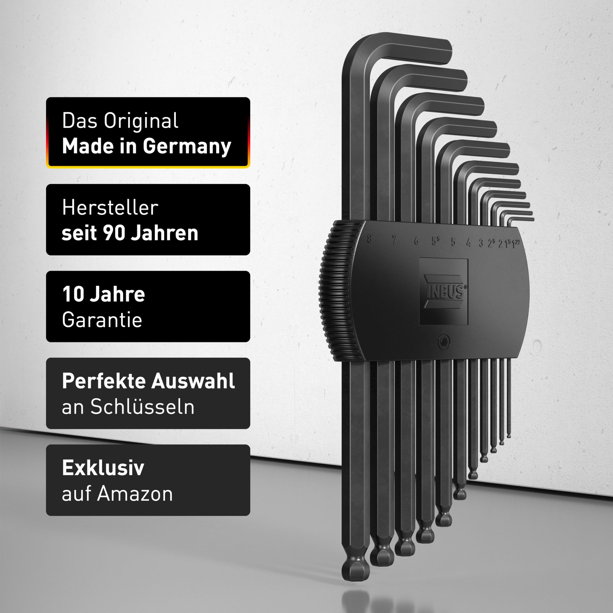 INBUS® 74711 Winkelschraubendreher Set 11tlg, 1.27 – 8mm, mit Kugelkopf — Made in Germany 2