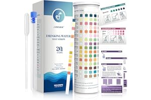 AESCULIX 20 in 1 Water Tester for Drinking Water, Well Water Testing Kit, Suitable for Household Tap Water, Natural Water Quality Testing, Can Detect Water Hardness, Chlorine, Lead, Ph, Etc. (123 Test Strips)
