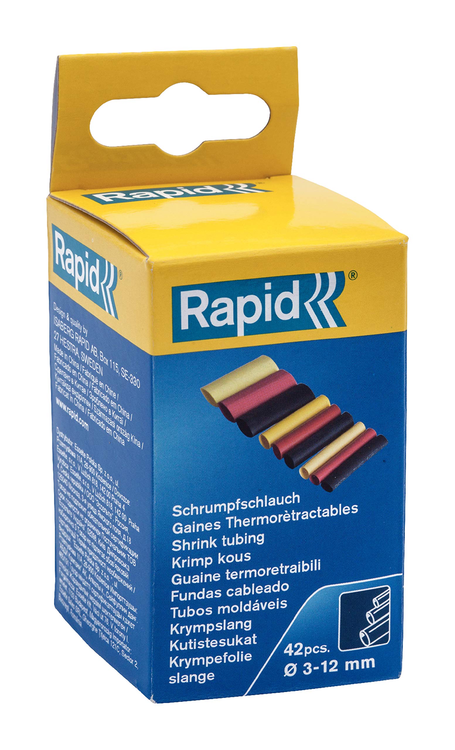 Rapid 3-12mm Heat Shrink Tubes, 2:1 Ratio, Set of 36, Assorted Colours and Sizes, 5000208