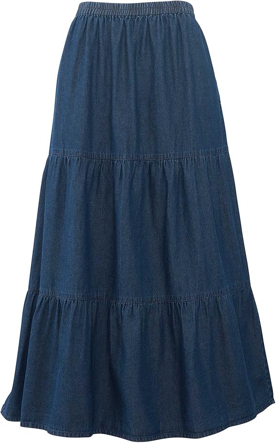 denim tiered skirt
