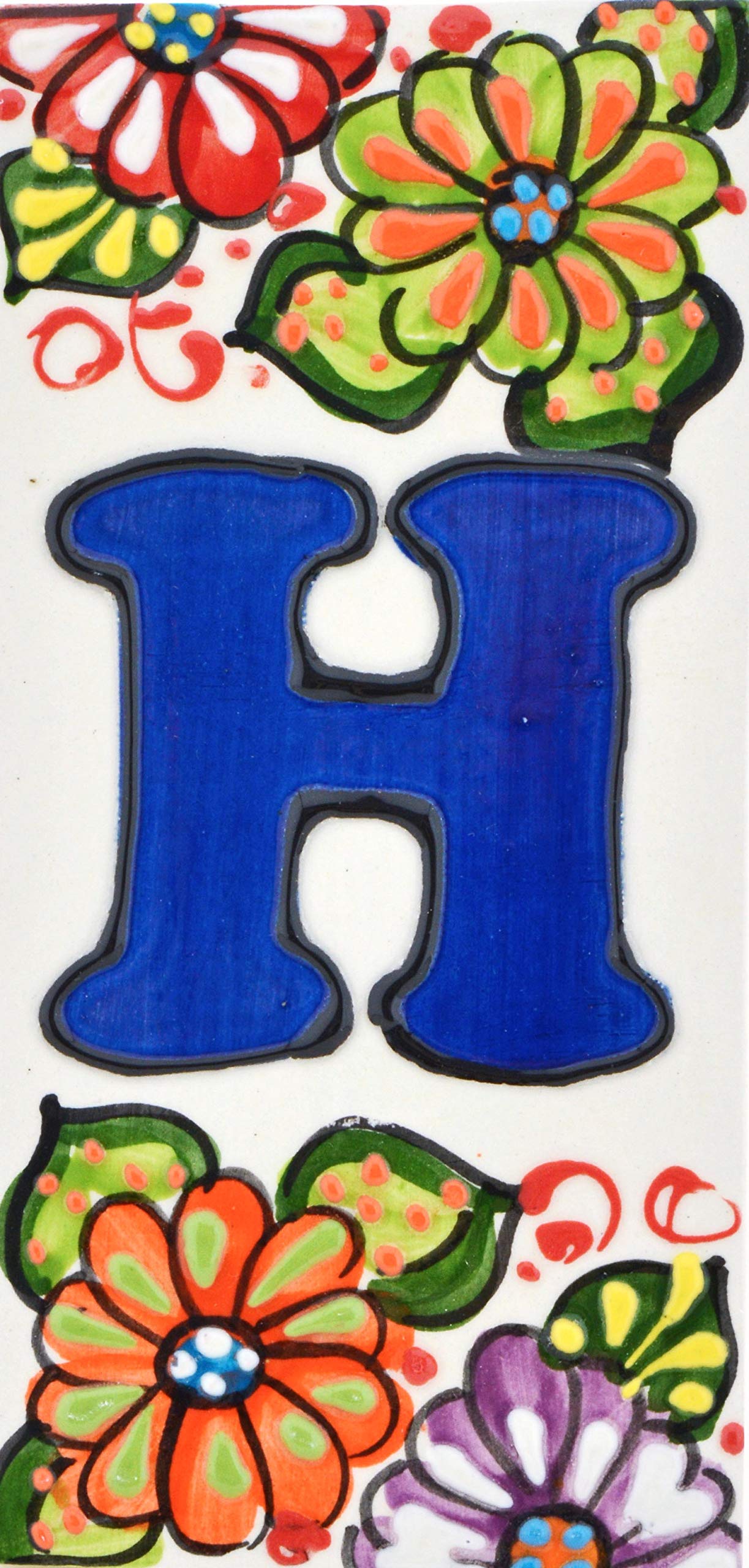 House letters 6 inch. Handpainted house letter tiles for signs, addresses and names. Address numbers for houses. House address numbers and letters. Design Design GARDEN 5,71" x 2,76" (LETTER "H")