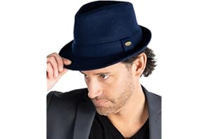 Funky Junque Fedora Hats for Men Premium Wool Blend Fedoras Structured Short Brim Vintage Trilby Felt Teardrop Stetson