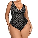 SHAPELLX Lace Body Suits for Women Tummy Control Black Thong Shapewear Bodysuit Backless Tank Top