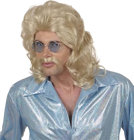 Amazon Com Mens 70s Man Moustache Blonde Wig For Hair