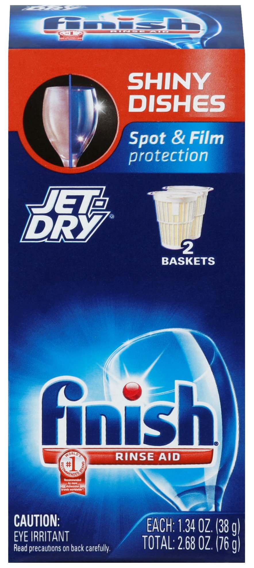 Finish JetDry Solid Rinse Aid, 2.68 oz, 2 Baskets, Dishwasher Rinse