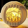 Light Up Nativity Scene Indoor with LED Light for Tabletop, Paper Christmas Jesus Decorations, Small Nativity Easter,Christmas Story Gifts,Religious Christian Gifts for Women,Nacimientos de Navidad