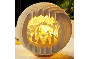 JABIHOME Light Up Nativity Scene Indoor with LED Light for Tabletop, Paper Christmas Jesus Decorations, Small Nativity Easter,Christmas Story Gifts,Religious Christian Gifts for Women,Nacimientos de Navidad