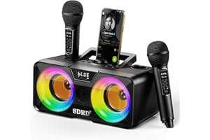 SDRD 217 Bluetooth Karaoke Machine for Adult Kid with Storage and Charging Station, Powerful Karaoke System, 12H Playtime, Re