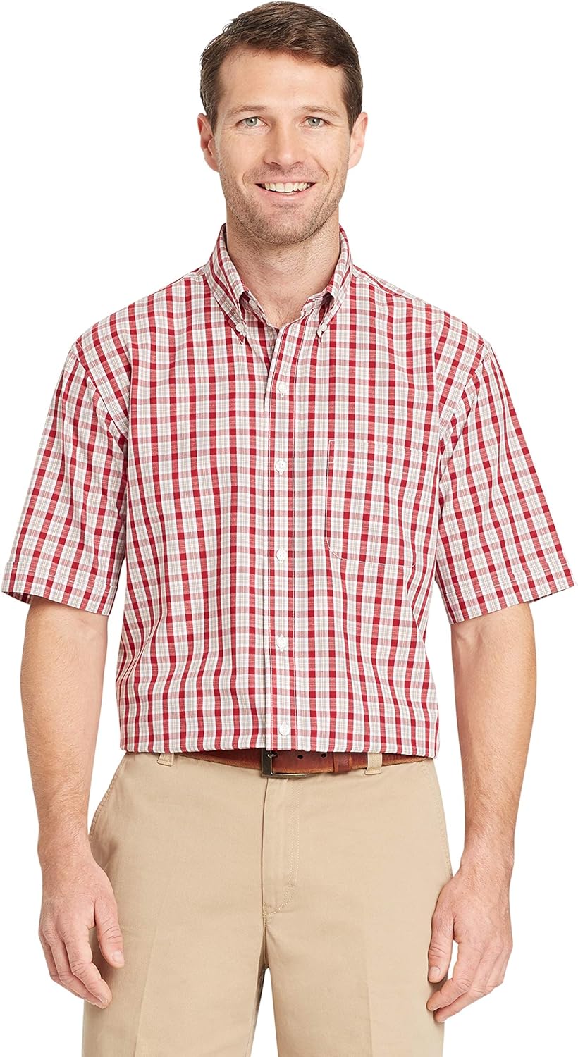 Arrow 1851 Men's Hamilton Poplins Short Sleeve Button Down Plaid Shirt