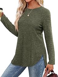 Saloogoe Womens Long Sleeve Tops Casual Pullover